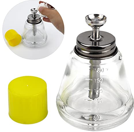 180ml 1 Touch Clear Glass Bottle, Professional Clear Glass Pump Dispenser Bottle with Measuring Scales, for Nail Polish Remover, Alcohol or Other Liquids