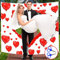 Belle Vous Herz zum Ausschneiden Hochzeit Deko - B2 x H1,7 m - Großes Rotes Herz Ausschneiden Hochzeit Bettlaken mit 2 Paar Scheren - Fotohintergrund & Spiel Hochzeit-Eingang für Braut & Bräutigam