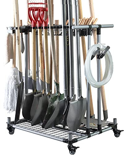 QTJH Robuster Gartenwerkzeug-Organizer, Metall, Gartenwerkzeugregal, 60 x 80 x 99 cm, für Garage und Hof