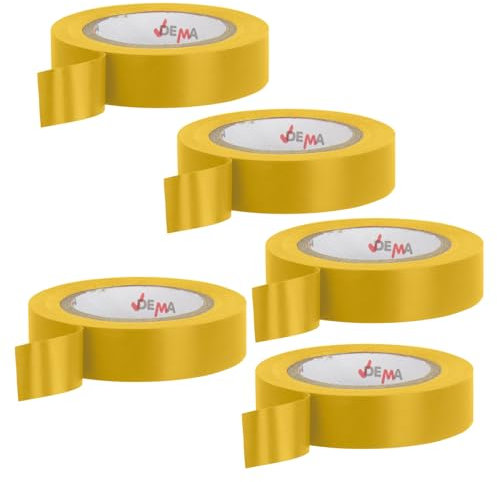 Kabel Isolierband, Elektriker Klebeband, 5er Set, Gelb, 15 mm x 10 m Rolle