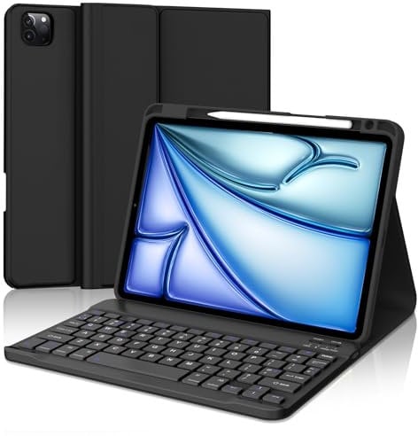 FOGARI iPad Air 11'' Keyboard Case (2024 M2/2025 M3), Keyboard Case for iPad Air 5/Air 4 10.9''/iPad Pro 11 4th/3rd/2nd/1st Generation, Cover with Built-in Pencil Holder - Black