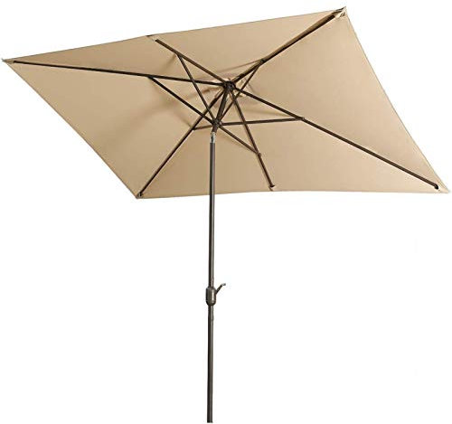 Sombrilla Sombrilla 6x6ft Sombrilla para Patio de Piscina Exterior con Botón de Inclinación y Manivela, Sombrilla Cuadrada para Market Beach Garden Lawn, Protección UV Refugio para Sombrilla (Color :