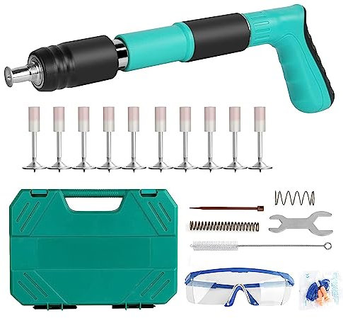 EXCECAR Concrete Nail Gun Kits with 20pcs Nails, 5 Speed Adjustable Manual Steel Nail Gun, Wall Fastening Power Tool, Portable Nail Shooting Machine, Wall Anchor Wire Slotting Device