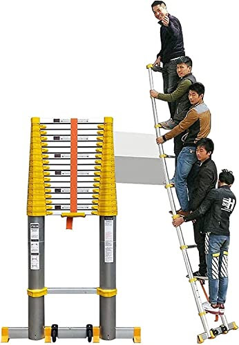 Teleskopleiter, Gelb, 8 m/7 m/6 m/5 m/4 m/3 m/2 m/1 m hoch, ausziehbare Dachleitern für Dachböden mit Stabilisator, DIY-Werkzeug zum Klettern auf dem Dachboden von Hausbauern, Belastung 150 kg (Größe: