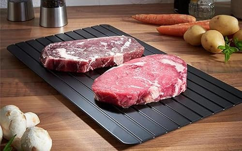 Neamou Auftauplatte for Meat, Auftaubrett Für Gefrorenes Fleisch, Aluminum Alloy Platte, Frost Away Schneidebrett Für Fisch Tiefgefroren, Thaw Claw Für Rindfleisch, Huhn, Meeresfrüchte