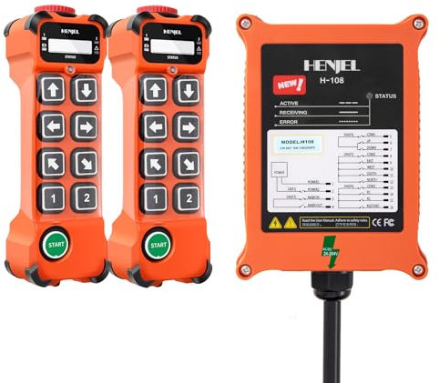 H108 Mando a distancia inalámbrico para grúa radio industrial grúa de elevación eléctrica grúa puente aéreo grúa pórtico 8 Botones 2 Transmisors Emisores 1 Receptor 12V 24V 36V 48V