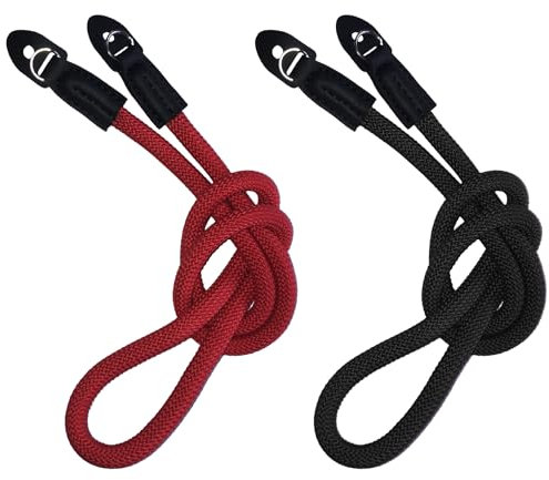 DUINIU 2 Pieces of Mirrorless Long Camera Straps, Camera Straps, Mountaineering Rope Camera Straps, Hand-Sewn Camera Straps (Black, Red)