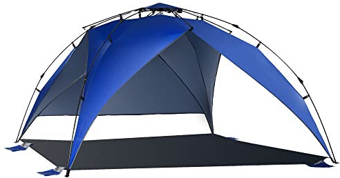 Outsunny Tienda de Playa Plegable Pop-UP Carpa de Playa con Bolsa de Transporte Apertura Automática Protección UV e Impermeable para Parque Camping 247x247x145 cm Azul