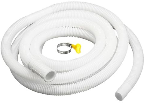 sourcing map 20ft/6m Universal 16mm ID Air Conditioner Drain Hose with Clamp, Flexible Drain Pipe Air Conditioner Accessories for AC Units Washing Machine, White