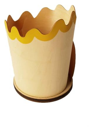 Xafrstyu Pen Pot, Pen Holder, Lovely Design Pencil Pot, Wood Pencil Holder, Desk Tidy, Makeup Storage for Home Office (Yellow)