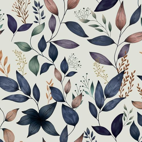 Fvlow Navy Leaf Peel and Stick Wallpaper Grey Blue Contact Paper Easily Peel Off Self-Adhesive Wall Paper for Kitchen Cabinet Drawer 17.4 x 394