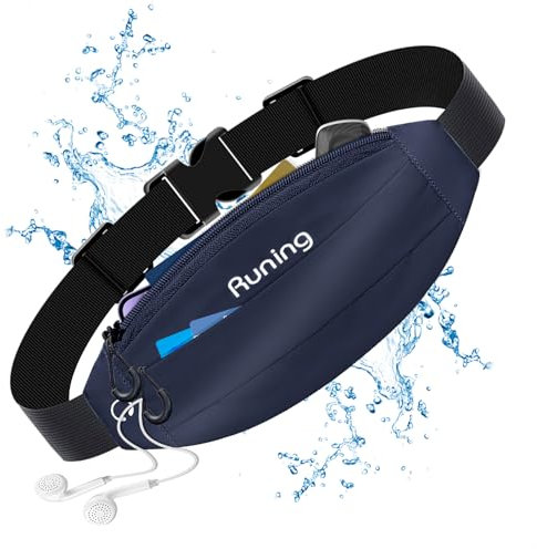 Bauchtasche für Handy, Sportgürtel Laufgürtel, Gürteltasche Jogging, Laufgürtel für Damen und Herren für Reisen Joggen, Sport, Fitness, Outdoor Aktivitäten(Dunkelblau)