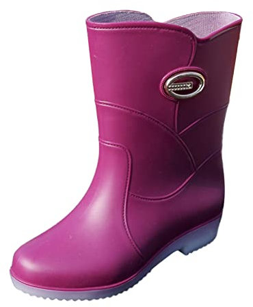 Stivali di gomma da uomo in gomma da uomo in PVC stivali da pioggia stivali da pioggia alti polpaccio stivali da pioggia per le donne, Viola, 38 EU