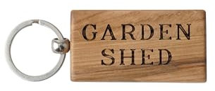 CGB Giftware | Bramble Farm 'Garden Shed' Rectangular Oak Keyring | New Home | House Keys | Novelty | Farm House | GB07963