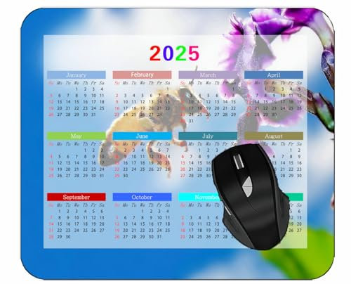 YENDOSTEEN Calendar 2025 Year Mouse PadBee Flower Flying PollinationGaming Mouse Pad