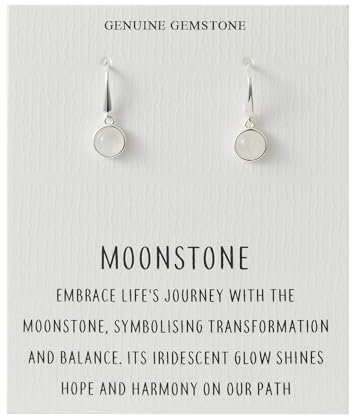 Philip Jones Mondstein Tropfen Ohrringe mit Zitat Karte