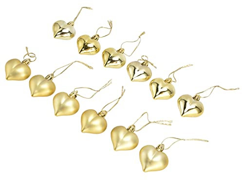 Herzförmige Weihnachtskugeln Herzförmige Weihnachtskugeln Herzförmige Weihnachtskugeln Weihnachtsbaum-Herz-Hängedekorationen für Valentinstag, Hochzeitstag (Gold)