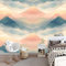 Fototapete Premium-Vlies 200 x 140 cm- Fototapete Schlafzimmer Digitale Berge und Gipfel Wohnzimmer Moderne Vliestapete Gelb Wandtapete Fototapeten Bildtapete Effekt Dekoration