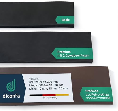 diconfa Schürfleiste NACH MAß - Profiline, 100 x 1250 x 20mm | GRÖßE + QUALITÄT wählen - abrieb-fest Polyurethan Förderband Schneeschieber Schnee-schild Schnee-pflug Schnee-räumschild