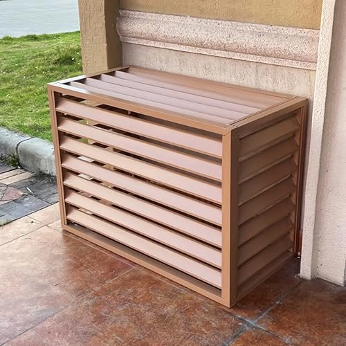 Abdeckung for Klimaanlage Cover Schutzgitter for Klimaanlagen und Wärmepumpen Aluminium Klimaanlagen Abdeckung Mülltonnenbox Gartenbox Müllbox Schutzgitter Verkleidung(Beige,100x50x70cm/39x20x28in)
