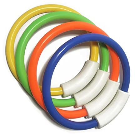 Abaodam 4piezas Anillos De Buceo Coloridos para Niño Niña Juguetes Sumergibles para Piscina Entrenamiento Natación Accesorios Resistentes y Duraderos Naranja Verde Amarillo y Azul