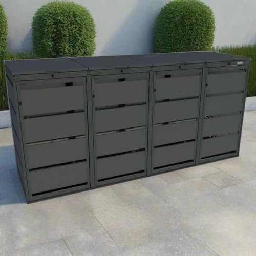 MY MÜLLTONNE OBOX 4er Mülltonnenbox mit Klappdach 120L