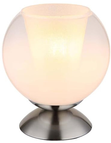 GLOBO Tischleuchte Beistellleuchte Nachttischlampe verchromt opal Glaskugel Kristalle
