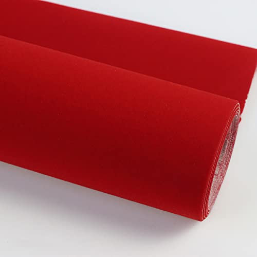 Self Adhesive Felt Fabric, Soft Velvet Drawer Liner, DIY Velvet Fabric For Art & Crafts, Jewelry Box Felt Liner, Solid Color Felt Wallpaper(Color:12 red)