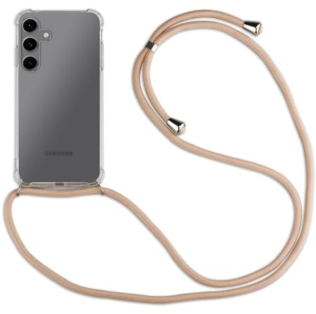 betterfon Hülle Kompatibel mit Samsung Galaxy S24 FE | Handykette Smartphone Halskette Hülle mit Band | Handyhülle mit Kordel zum Umhängen Kompatibel für Galaxy S24 FE | Beige/Braun