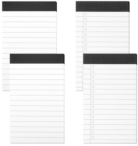 Tyqour Notizblock Klein A7, 4 Stück Mini Notizblöcke Liniert Schreibblock To Do Listen Block Notizzettel, 30 Blatt Pro Block Kleiner Notizblock A7 Ersatzblöcke für Arbeit Studie Büro Schule Haushalt