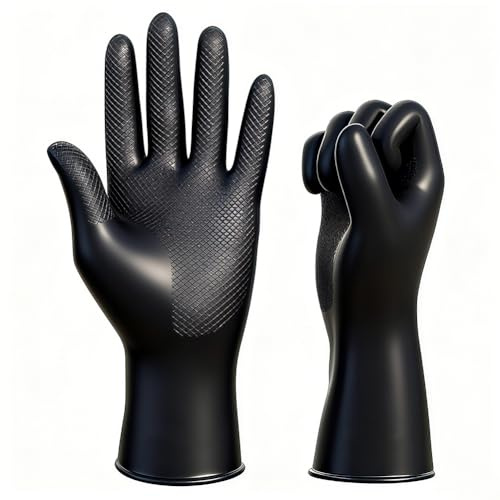 ANGYANG 2Pcs Hair Dyeing Gloves, Black Reusable Rubber Gloves, Professional Hair Coloring Accessories, Suitable for Salon Hair Dyeing and Daily Cleaning Tasks (S)