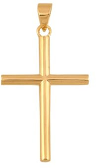 Rodium - Goldene Anhänger, 14 Karat (585) Goldenes, schlichtes Kreuz Die Rückseite ist gewölbt Kreuz, für Frauen und Männer, Charms für Halskette oder Ketten Armband, Kettenanhänger für Goldschmuck