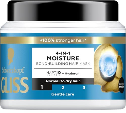 Schwarzkopf Gliss Aqua Revive Hair Mask 4 IN1 Moisture, Normal To Dry Hair, Gentle Care, 400 ml, Pack of 1