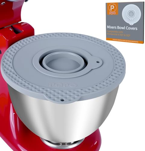 Silicone Mixers Bowl Cover Compatible with Kitchen Aid 4.5-5 Quart Tilt-Head Stand Mixer Bowls with Collapsible Small Bowl, Dough Leavening Bowl Covers (Grey)