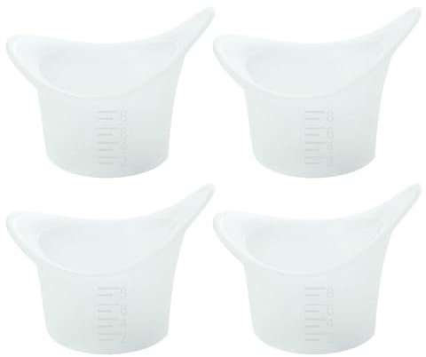 4 Morceaux De Tasse De Lavage Pour Les Yeux En Silicone Blanc, 8 Ml Avec Échelle, Doux Et Confortable, Accessoires De Douche De Lavage Des Yeux.