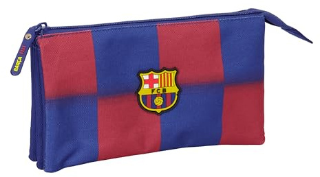 safta FC Barcelona 1. Team 25/26, Federmäppchen für Kinder, bequem und vielseitig, Qualität und Widerstandsfähigkeit, 22 x 3 x 12 cm, blau/Granate, M, Casual