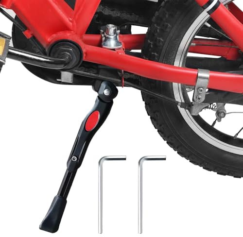 Eymobad Fahrradständer 20-26 Zoll Kinderfahrrad, Universal Fahrrad Seitenständer,Fahrrad Ständer, Fahrradständer Kinder mit Rutschfestem Gummifuß, Fahrrad Seitenständer für Mountainbike - Schwarz