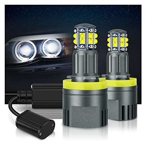 Bombillas Angel Eyes,Ojos de ángel para Coches 2 unids LED Angel Eyes Luces CANBUS Uso Apto para BMW E60 E61 E63 X5 E70 X6 E71 E90 E91 E92 E93 M3 E89 E82 E87 H8 LED Faros LED 6000K Blanco