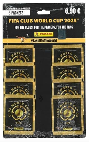 Panini FIFA Club World Cup 2025 – Sticker Multipack mit 8 Tüten (je 5 Sticker) – Offizielle Kollektion zur Klub-WM 2025 + Heartforcards® Versandschutz