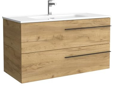 Mueble de Baño Yara 100cm Roble | Lavabo Porcelana Centrado