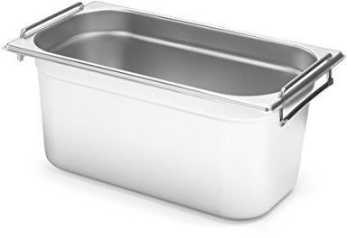 HENDI Gastronormbehälter, mit Griffen, 3,9L, GN 1/3, (H) 100mm, Edelstahl | Geeignet für Chafing Dishes, Bain-marie, Backöfen, Gefrierschränke, temperaturbeständig von -40° bis 300°C, 325x176mm