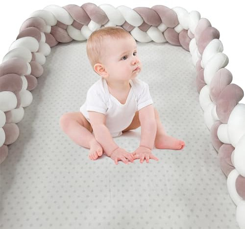 Tresse Bett Rausfallschutz Kinder, Bettschutzgitter ​für Kinder ab 0-3 Jahren, Bettgitter zum Schutz vor Stürzen für Kleinkinder, Babys und Kinder (E 2 Meter)