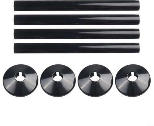 BlesConi Cubiertas de tubería de radiador de baño de 15 mm de diámetro con collares, efecto cromado fácil de encajar, 8 piezas (negro)