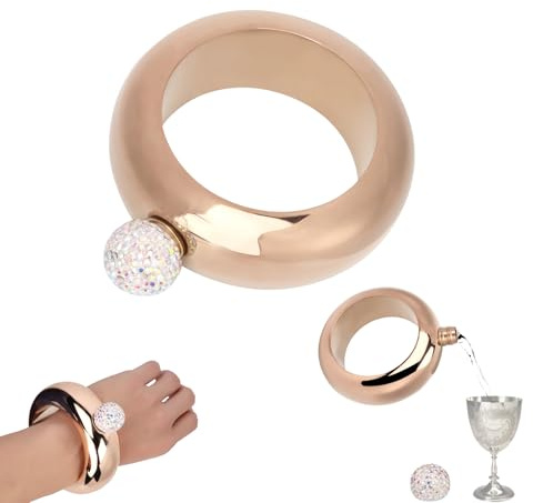 Rankomu Edelstahl Armband Flasche, Flachmann, Tragbarer 100ml (3.5oz) Flüssigkeitsbehälter Mit Trichter - Elegantes Armband Für Unterwegs, Festival, Reisen & Als Geschenk (Rose Gold)
