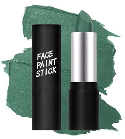Clawrex Pintura facial de Halloween, colores de pintura corporal, palo cremoso, lavable, para fiestas de carnaval, ingredientes seguros (verde)