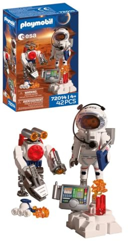 Playmobil Espace Astronaute de l'ESA avec Robot, avec Engin martien, Station d'analyse et 3 échantillons de Roche, Exploration Spatiale, Coffret de Jeu de Haute qualité, À partir de 4 Ans, 72014
