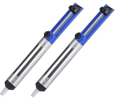Desoldering Pump 2 Pack, Manual Solder Sucker Remover Tool with Heat-Resistant Tip, High Vacuum Suction for Efficient PCB Repair, Essential Soldering Iron Accessories