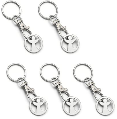 ZMZaoan Schlüsselanhänger aus Metall mit Karabinerhaken und Einkaufswagenchip, Abnehmbarer Einkaufschip für den Schlüsselbund als Glücksbringer im mit Engel Motiv