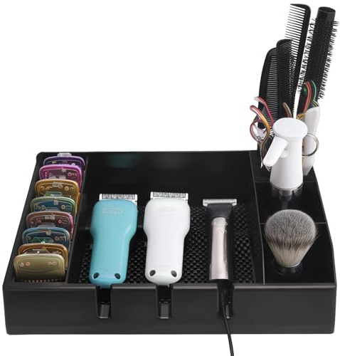 Skdqiee Hair Clipper Organizer Case, Multifunctional Barber Tray for Salon, Ideal for Storing Clippers, Scissors, Combs, and Other Tools, Non-Slip ABS Plastic Design