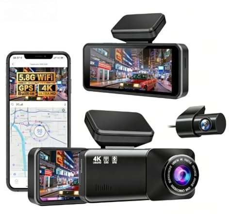 Dashcam Pro Original - New & Improved 2026 Model (WiFi+GPS),Front & Rear 4K Recorder with 170° Wide Angle, Night Vision, Parking Monitor (Basic model)
